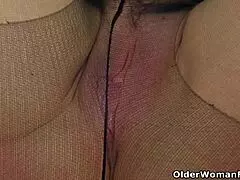 god i love watching gemma's british mature pussy in pantyhose as she rubs off