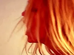 yo blonde milf, suck that cock deep with fishnets gaping on bed after fingering