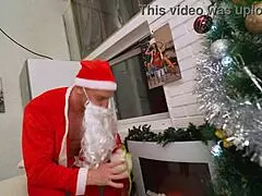 Ho Ho Ho! Santa Fucks Monika Fox's Shaved Anal Pussy with Squirt Monster Butt Plug and Cum in Mouth
