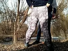 bold exposure of mother-in-law's hairy wet pussy flashing on frosty public street