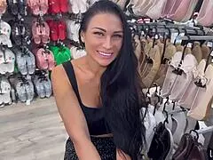 he buys hot milf shoes at restaurant and gets public footjob cum on toes