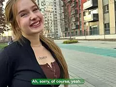 student girl spots the cash and jumps right in 💰😉