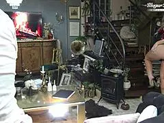 odette takes client's facial backstage