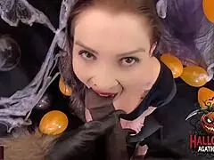 agatha mama luvin bbc poundin my halloween pumpkin hole!!