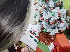 hey check this rich christmas trio where busty stepdaughter spies on curvy stepmom banging stepsons