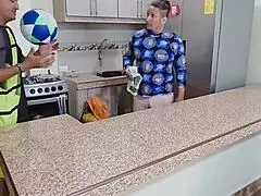 Perverted Stepmom Fucks Stepsons Tight Cock While Hubby Cooks