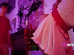 halloween cosplay taboo stepmom blows pov cock turning fright into homemade delight