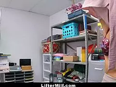 Think stealing lingerie won't cost this milf burglar her big ass pussy in the garage?