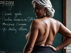 Hot milf teacher bends over naughty in classroom for forbidden student pounding!