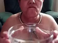 marie the french housewife whore chains herself for degrading solo uro session