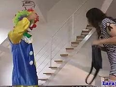 bizarre clown pounds british milf pussy in stockings deep