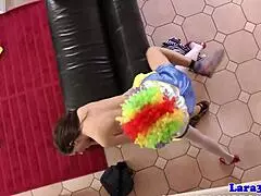 bizarre clown pounds british milf pussy in stockings deep
