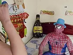 beautiful stepmom's big ass sucks spider-man's cock for new years! 🎉🍆💦