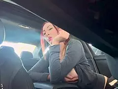 check out italian milf artemisia love flashing her massive tits while smoking in the car...