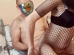 skinny mature wife poses at home in stockings and tight bodysuit without makeup