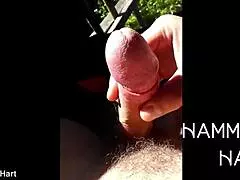muscular bodybuilder wanks monster cock closeup cumming public forest outdoors