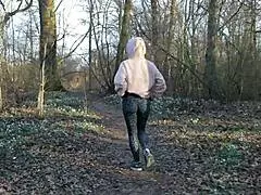 Redhead bitch craves my cock desperately in forest blowjob while husband stays away craving every thick inch deep