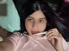 20-year-old colombian bunny miniskirt flashes big natural tits to shocked english teacher in domination play