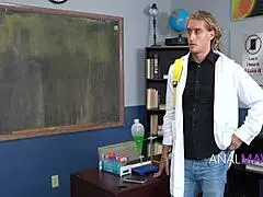 blackmailed anal teacher abi james bends over for deep assfucking in classroom!