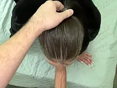 fucking friends wife in fur coat cumshot on her big natural tits boobs