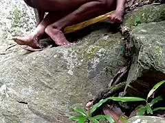 Buddy fucks busty aunt in jungle pond amid public bathers