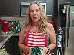 Mature Milf Stepmom Rubs Pussy Over Inappropriate Christmas Gift from Stepson Kymber Leigh