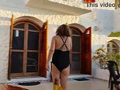 i flash my huge tits on the beach vacation while hubby watches loving every second