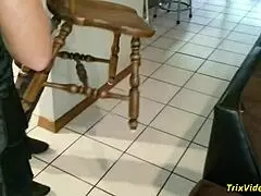 Ms Paris Rose Delivers Pierced Nipples Lap Dance, Clothes Ripped Off for Bent Over Doggystyle Pussy Pounding in Heels and Stockings