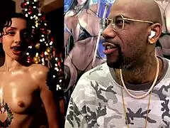 mature transgender babe holds her pose in christmas public display ai style