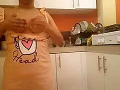 does my big ass busty stepmom finger her pussy while masturbating in the kitchen?