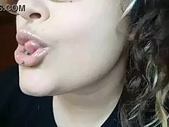 latina milf flaunts sweet thin glossed lips backstage curvy tease