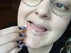 latina milf flaunts sweet thin glossed lips backstage curvy tease