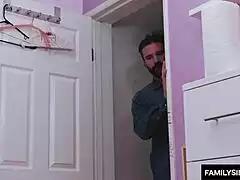 stepdad catches teen on webcam spreading for daddy's big black cock