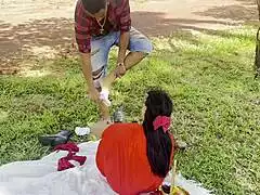 naughty little red riding hood meets horny woodcutter in forest for full fuck