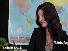 hey uptight teacher, tricked you into this hot lesbian threesome with my petite friend!