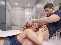 Prank Turns Step Mom Into Lucky MMF Threesome With Blonde Cougar Pussy