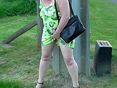 Public pee adventure for mature beauty