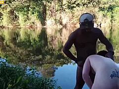 Married man creampies mom outdoors