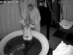 Amateur blonde wife in hot tub