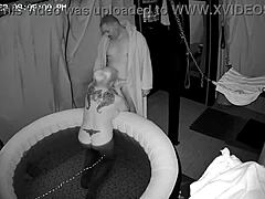 Amateur blonde wife in hot tub