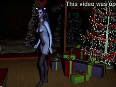 Widow's Christmas strip tease in bedroom