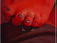 Red light footjob for mature MILF