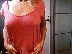 Big-boob MILF with painful nipples