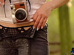 Outdoor self-portraits of voluptuous woman