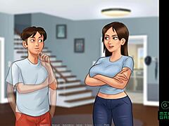 Helping the debt housewife with her homework in SummertimeSaga episode 10