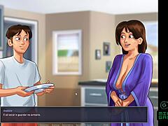 Helping the debt housewife with her homework in SummertimeSaga episode 10