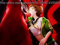 Chie and Yukiko in hot anime sex with Adachi from Persona 4