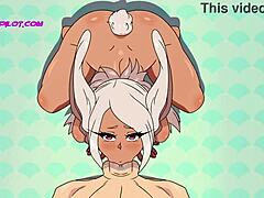 Horny bunny dominates and satisfies