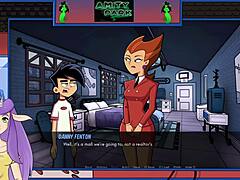 Danny Phantom battles Spectra in Amity Park