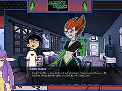 Danny Phantom battles Spectra in Amity Park